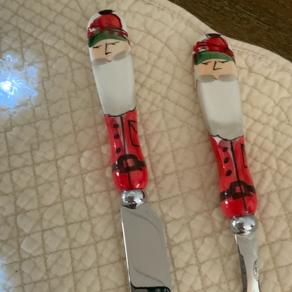 Vietri Old St Nick Retired Pie/Cake Serving Set  Ceramic Handles Retired - Picture 2 of 7